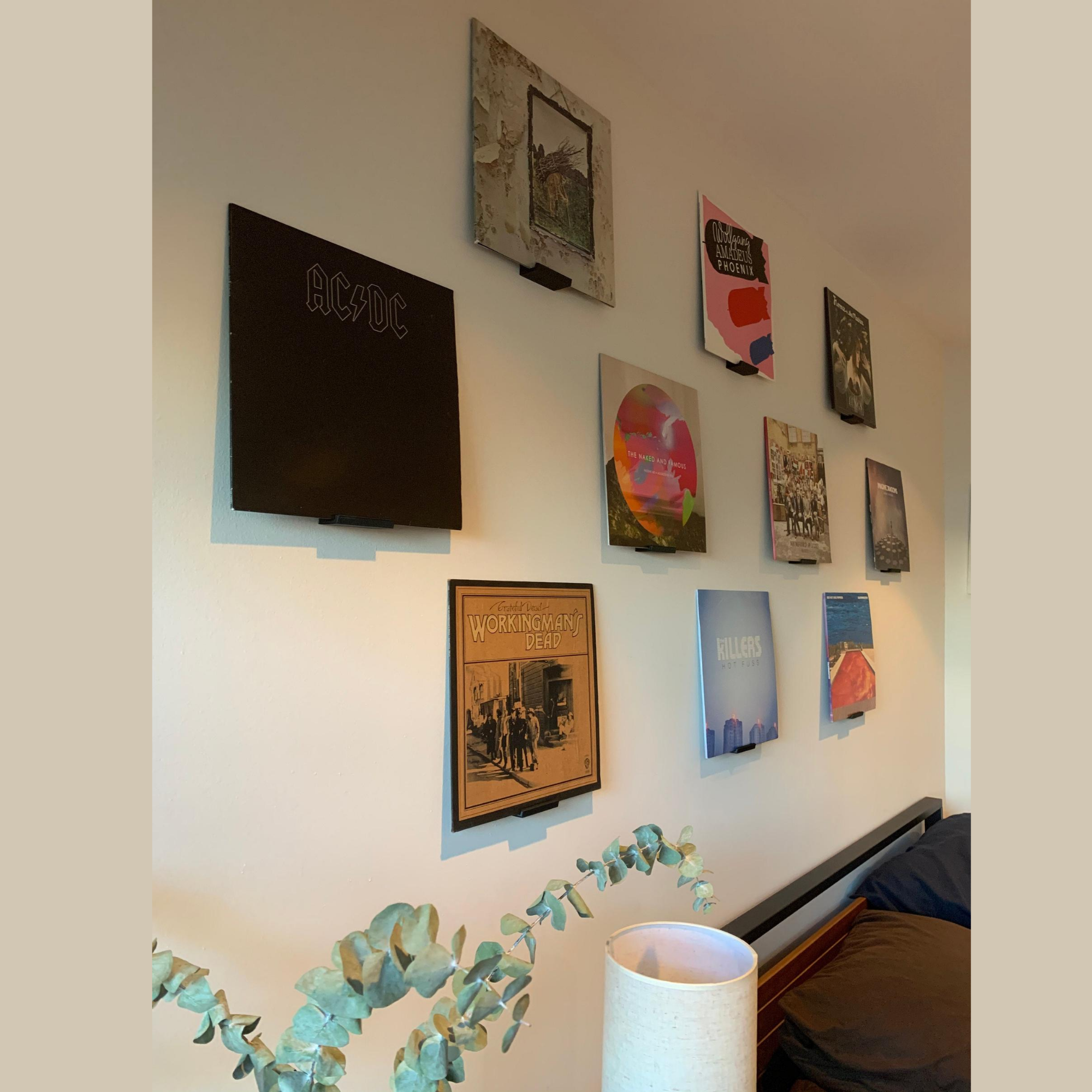 PERFECT FOR RENTERS Vinyl Record Album Display/wall Mount Damage-free Holders  Wall Tape Included 2 ,5, 10 Packs 3D Printed 